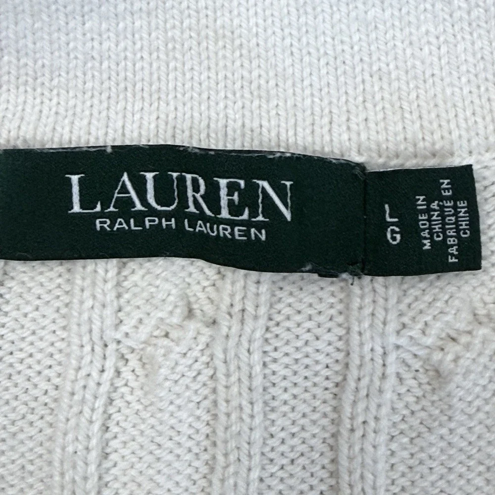 Lauren Ralph Lauren Cable Knit V Neck Sweater Womens M - Picture 2 of 11